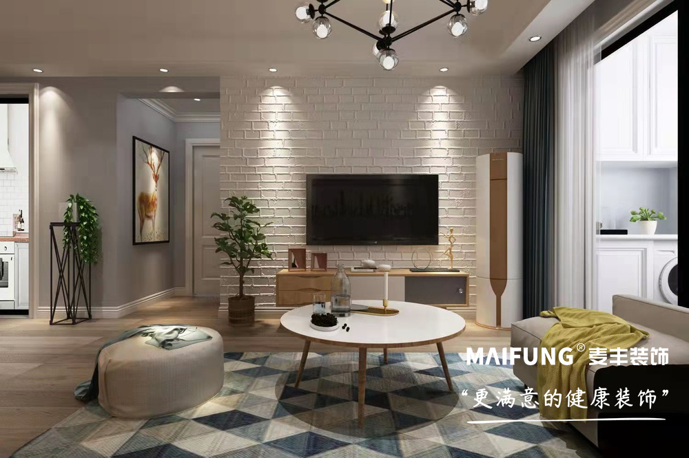 岘山花城三室两厅现代简约风格装修效果图 电视背景墙