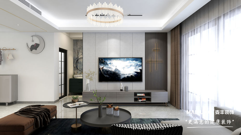 未来星城三室现代轻奢风格装修实景图