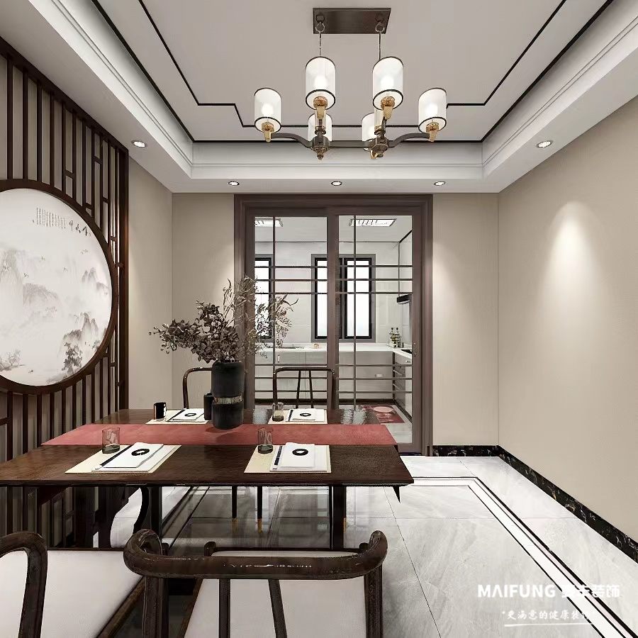 厨房餐厅.jpg 长城花园三室新中式风格装修实景图.jpg